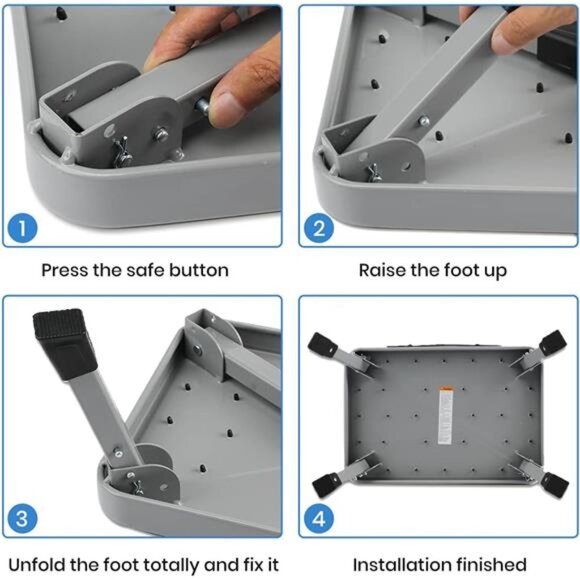 1-Step 330lbs Capacity Folding Metal Step Stool, Portable Step Ladder, Non Slip - Picture 4 of 7